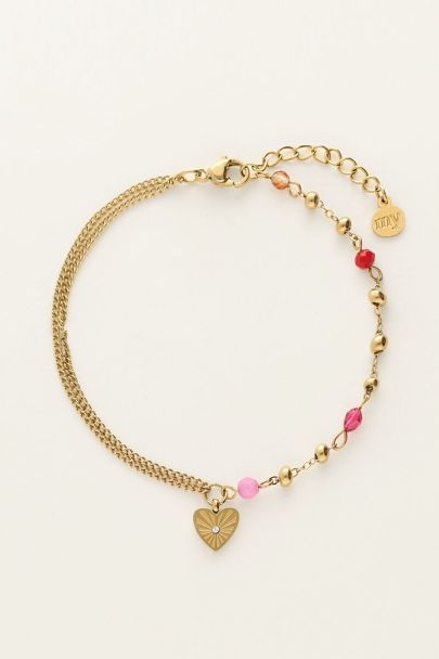 Minimalistic double bracelet with heart & beads | My Jewellery