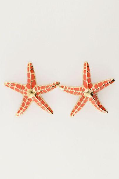 Sunrocks orange statement starfish studs | My Jewellery