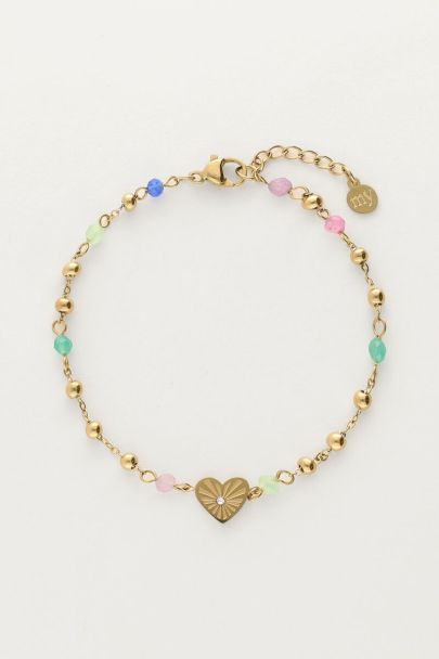 Minimalistic bracelet with hearts and beads | My Jewellery
