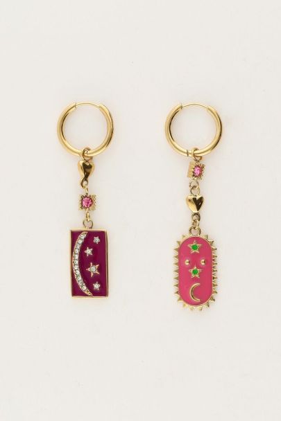 Sunrocks hoop earrings with pink & purple charms | My Jewellery