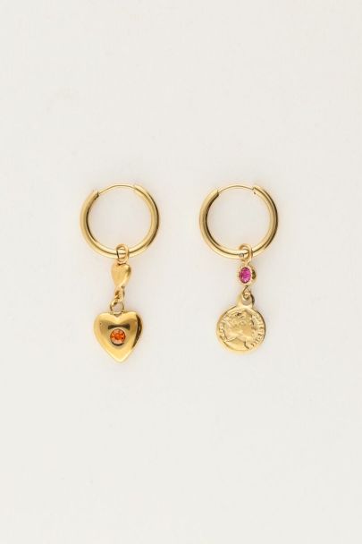 Sunrocks earrings with heart & coin | My Jewellery