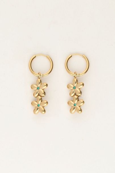 Sunrocks drop earrings with double flowers | My Jewellery