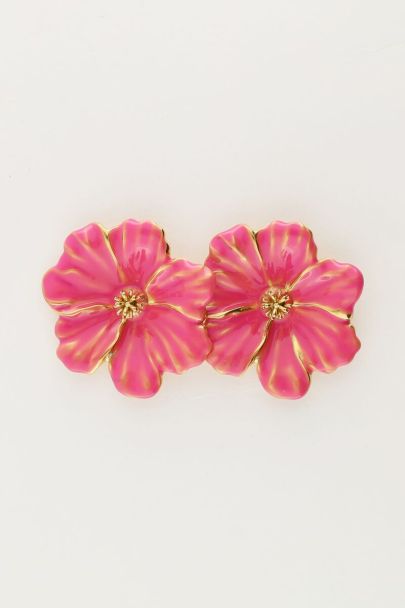 Island studs with pink flower | My Jewellery