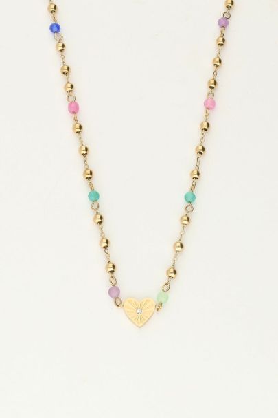 Collier avec cœur et perles vertes