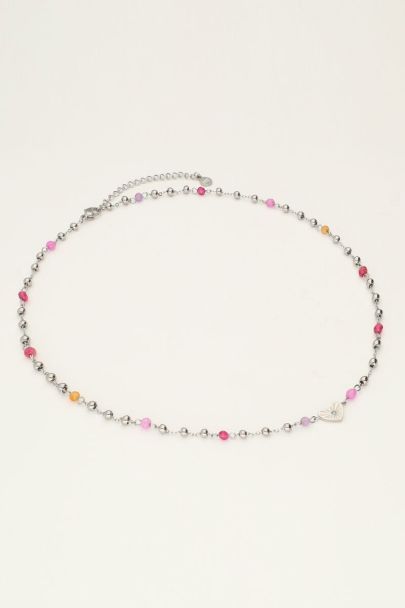 Necklace with heart and pink beads