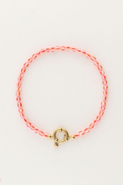 Island pink beaded bracelet with clasp | My Jewellery