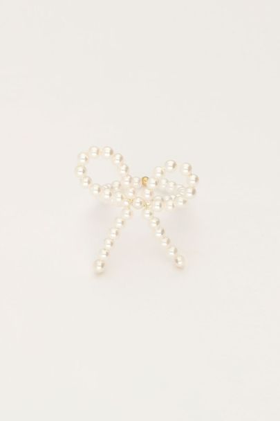 Elasticated ring with pearls and bow | My Jewellery