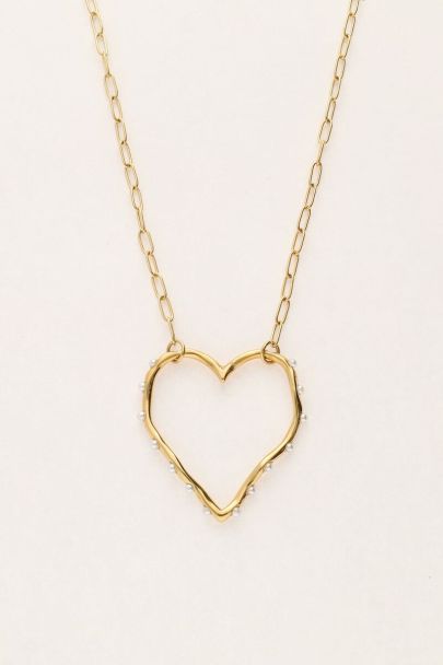 Schakelketting met open hart en imitatieparels