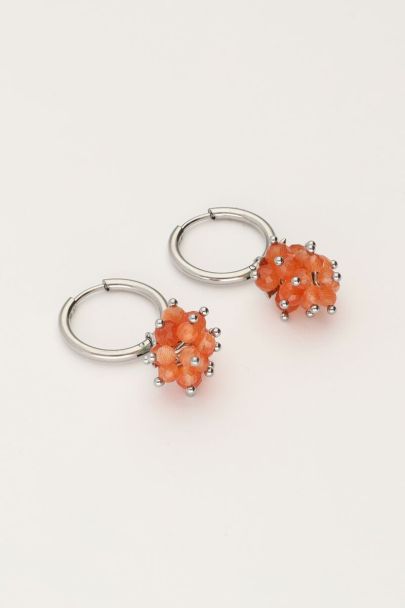 Earring with orange grape cluster