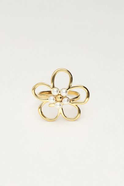 Statement ring with open flower & pearls | My Jewellery