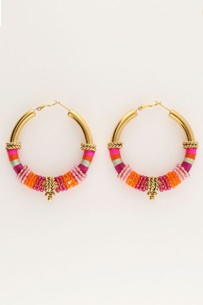 Boucles d'oreilles Art bali rose