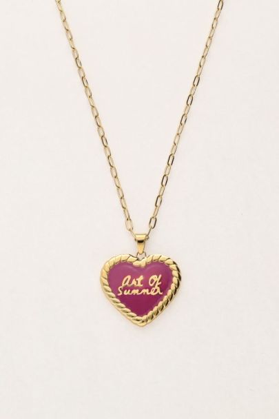 Art chain necklace with fuchsia vintage heart | My Jewellery