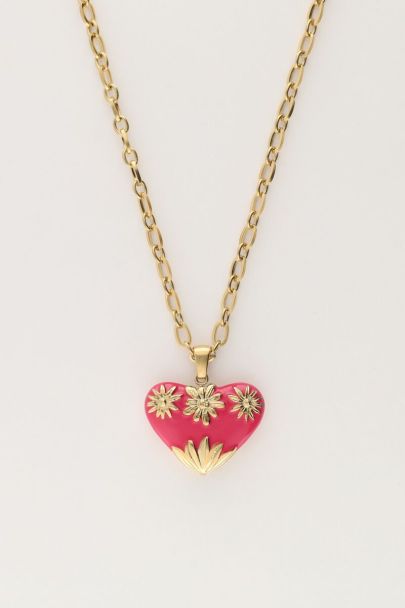 Art chain necklace with pink vintage heart | My Jewellery