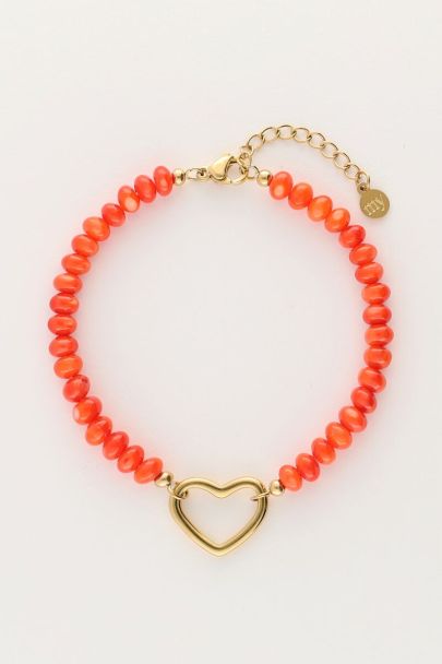 Orange beaded bracelet with heart | My Jewellery