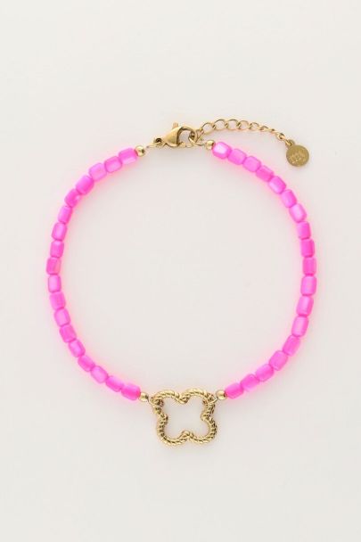 Pink beaded bracelet with clover | My Jewellery