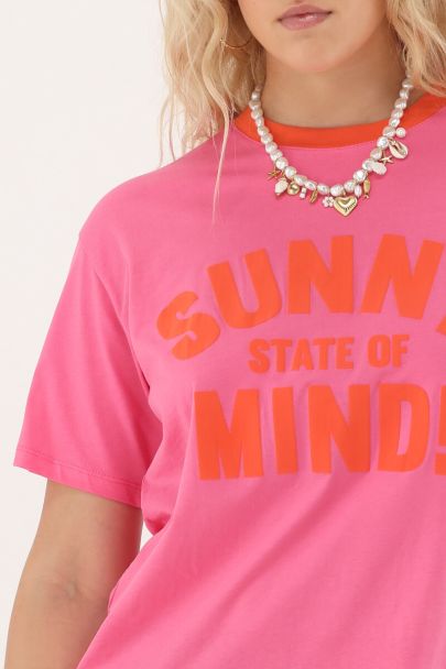 Roze T-shirt "Sunny state of mind"