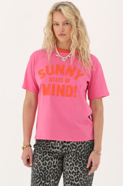 Roze T-shirt "Sunny state of mind"