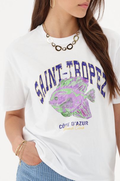 T-shirt blanc "Saint-tropez"