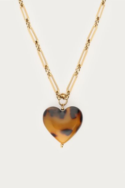 Lange Kette mit Leopardenmuster-Herz