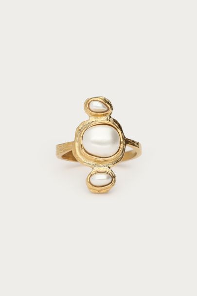 Bague avec perles fantaisie verticales