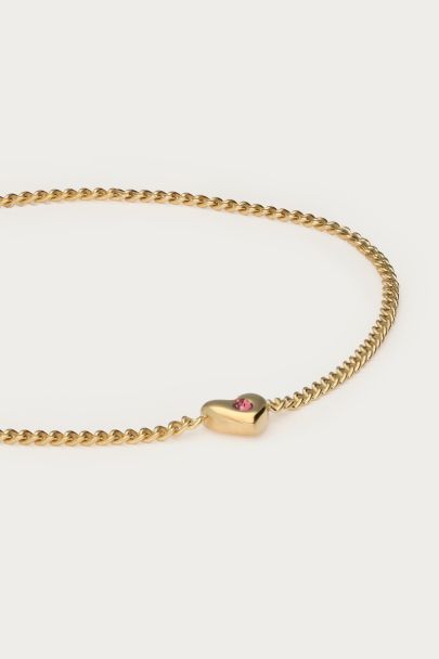 Armband met mini hart & strass steen