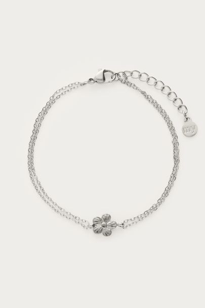 Bracelet avec double chaîne et fleur