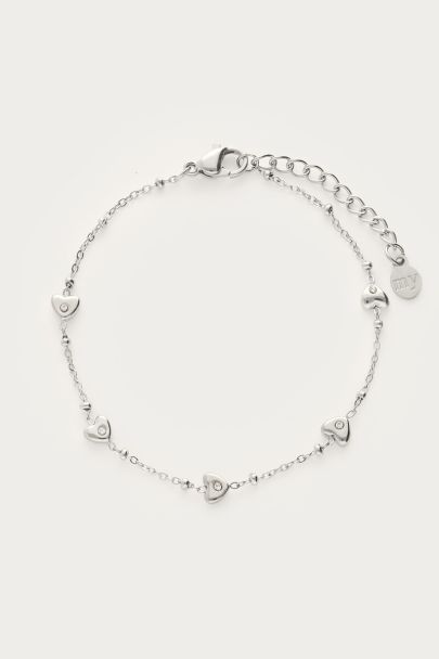 Armband met mini hartjes met strass