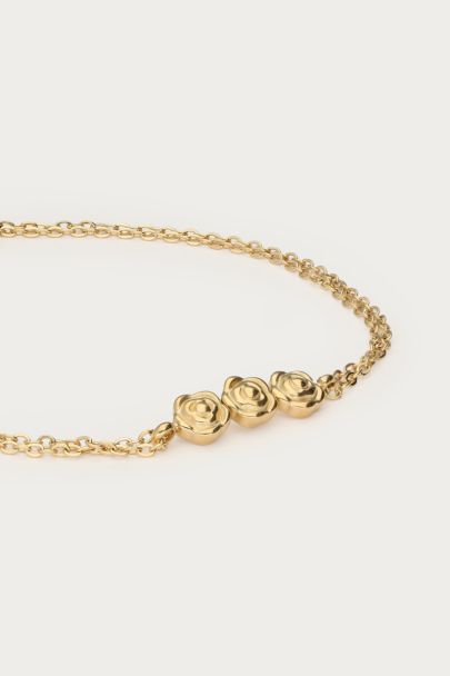 Armband met dubbele ketting & drie rozen