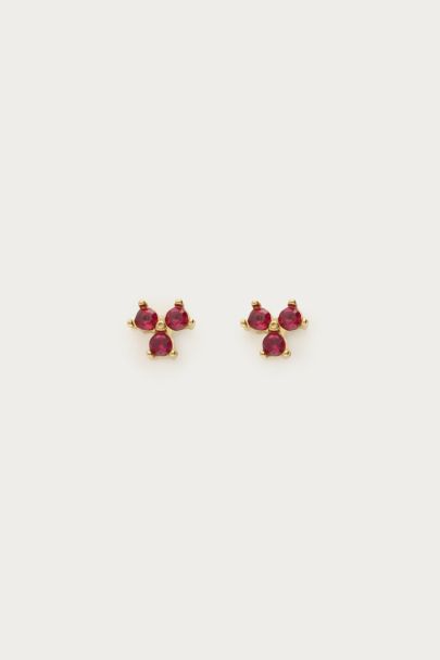 Studs met roze triple strass