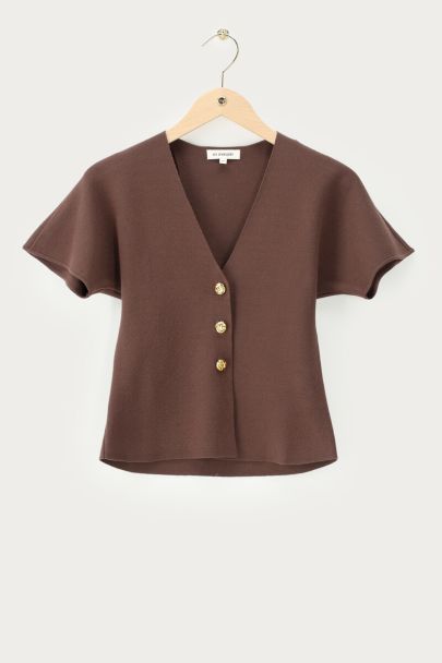 Bruine cardigan met knoopsluiting