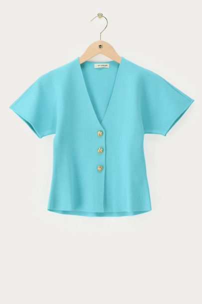 Turquoise cardigan met knoopsluiting