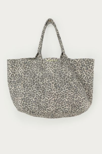 Large tote bag with light leopard print