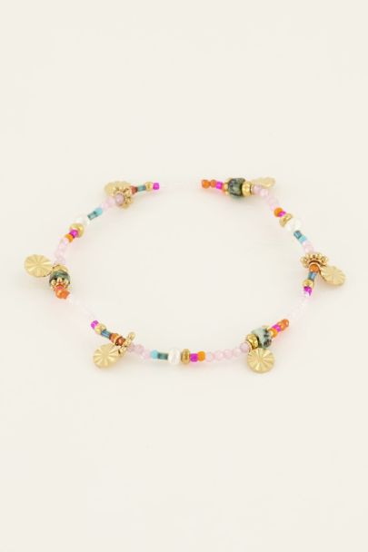 Multicoloured beaded bracelet with round charms | My Jewellery