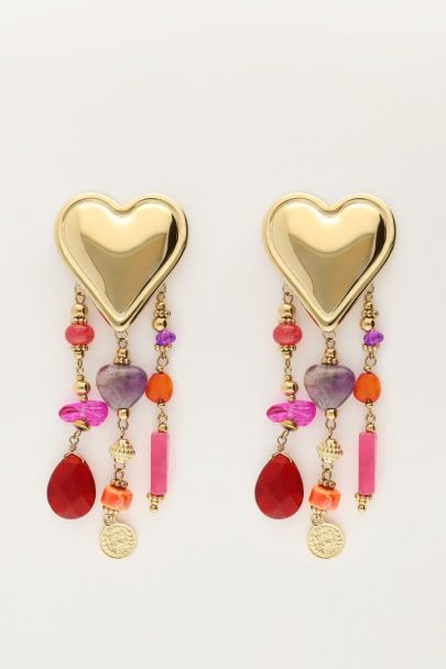 Multicolor statement earrings with hearts