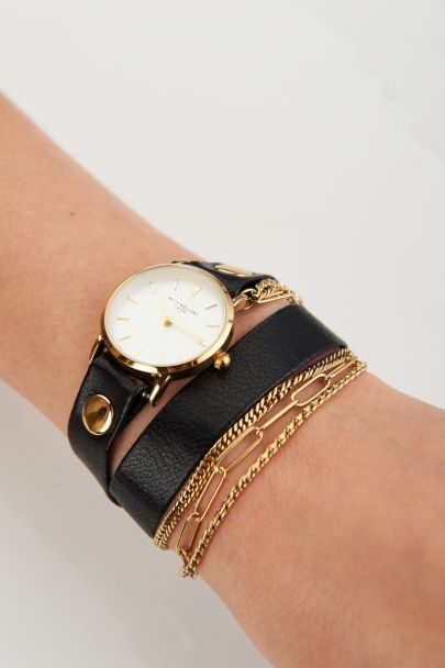 Schwarze Armbanduhr mit doppeltem Armband