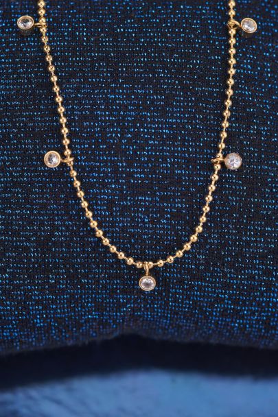 Beaded necklace with clear rhinestones