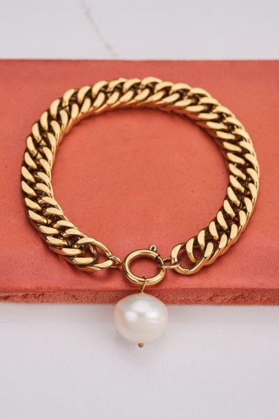 Bracelet grosse maille avec perle