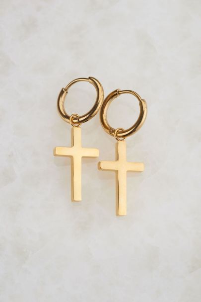 Bold Spirit hoop earrings with cross