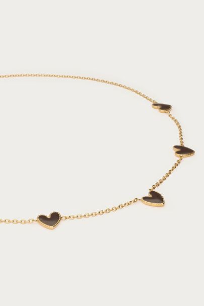 Necklace with brown hearts