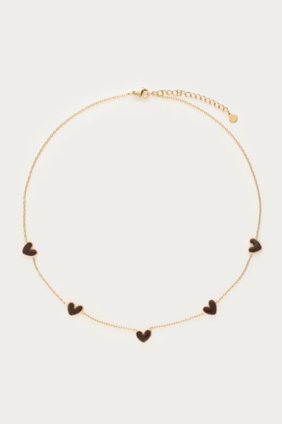 Necklace with brown hearts