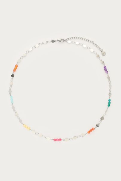 Collier avec perles fantaisie menthe et multicolores