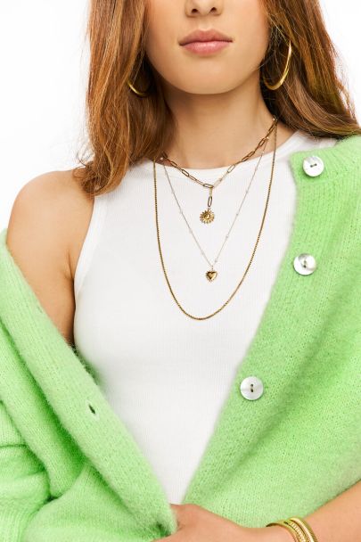 Collier à charms coeurs et perles fantaisies