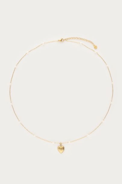 Ketting met hartjes bedel en imitatieparels