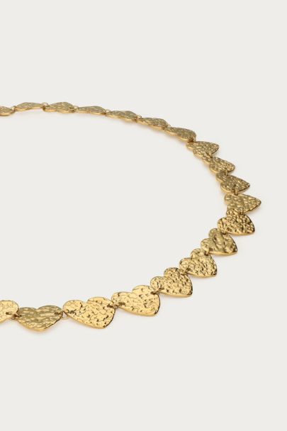 Ketting met hartjes "hammered"