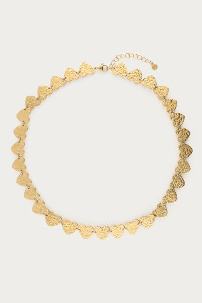 Ketting met hartjes "hammered"