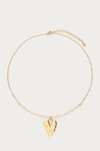 Kette mit großem Herz und Kunstperlen 