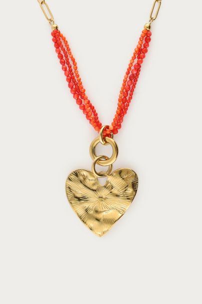 Nomads schakelketting met hartje en kralen