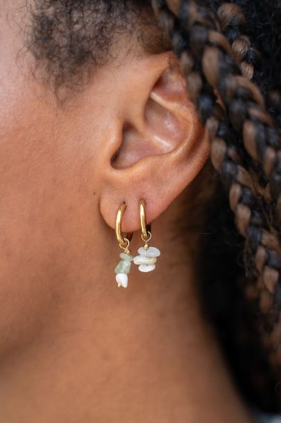 Ocean hoop earrings with white stones