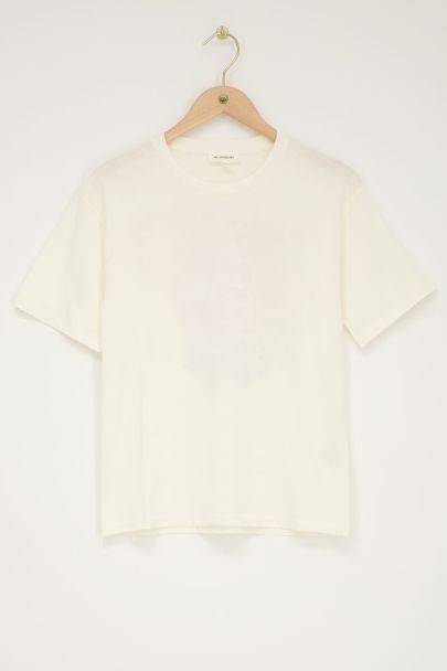T-shirt blanc cassé avec nœud rose