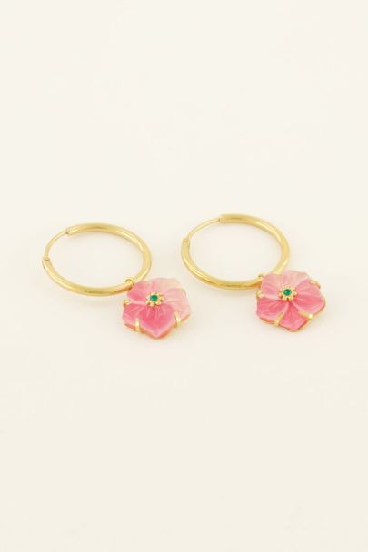 Casa fiore oorringen roze hibiscus bloem | My Jewellery